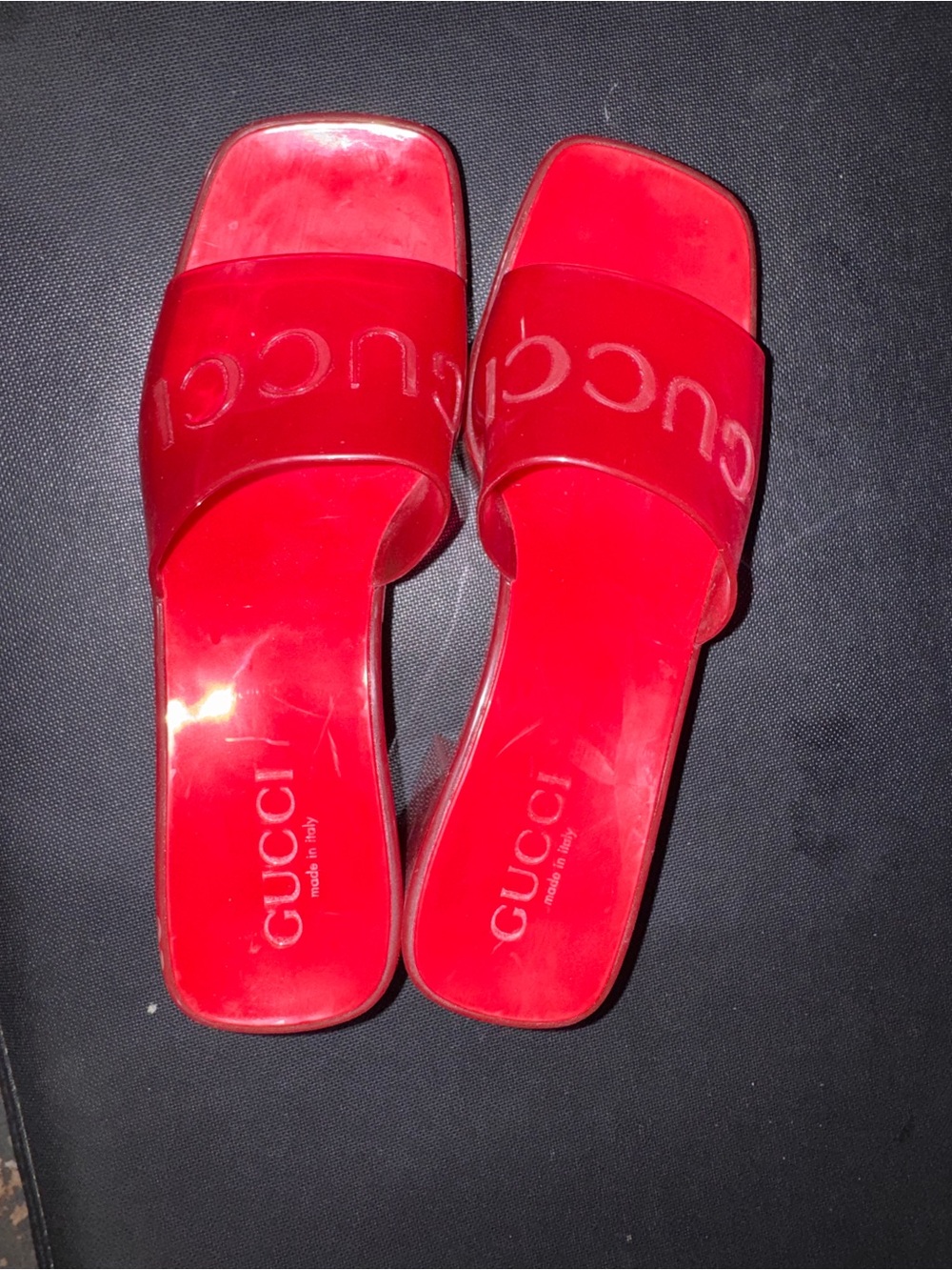 Gucci Red Logo Slide Sandals jelly new condition Never used - Picture 5 of 5